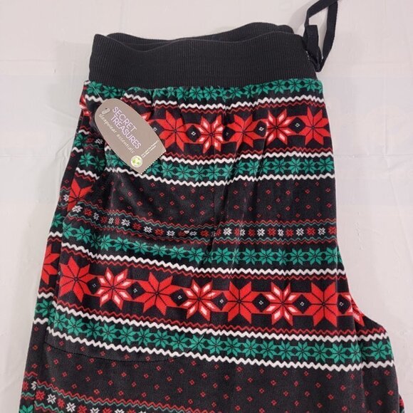 Secret Treasures Black Poinsettia Print Loungewear Joggers - Size Large NWT - Picture 12 of 14